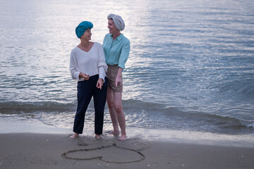 Moment friend support resilience and compassion, often associated with of battling cancer wearing a headscarf a common symbol of strength among cancer patients undergoing treatment.