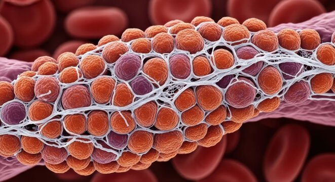 Microscopic view of red blood cells