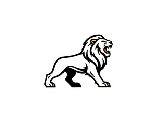 Fototapeta premium Roaring lion silhouette emblem on black background