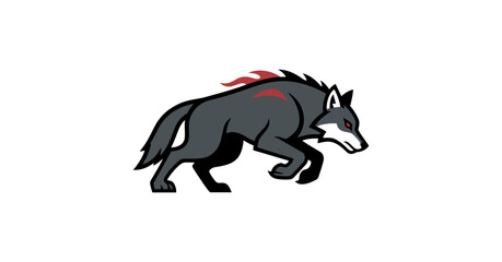 Obraz premium Running wolf silhouette illustration isolated on black background