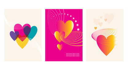 Idea of Valentine Day cards design. Moder graphic illustration