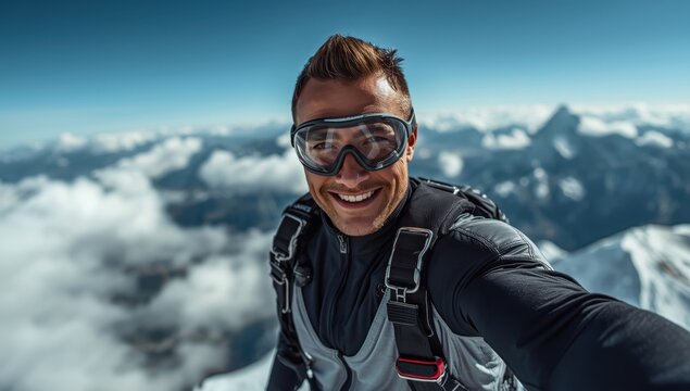 Attractive man in helmet and goggles on an Alpine slope.png