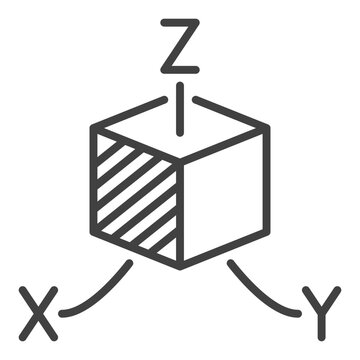 XYZ Cube vector Additive Manufacturing Technology icon or symbol in outline style