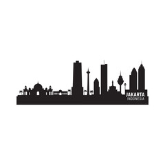 Fototapeta premium Jakarta skyline silhouette against a white background depicts the city s iconic buildings