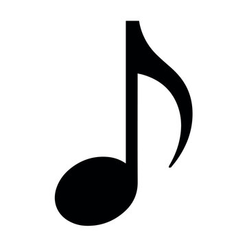 Vector A solitary black quarter note musical symbol stands prominently on a clean white background, representing sound, rhythm, and melodies in music composition.