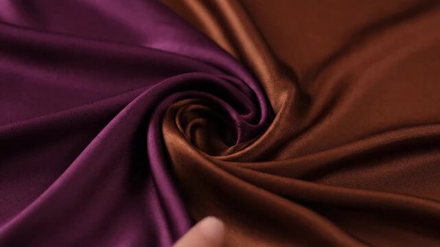 Swirling satin texture in plum and brown tones