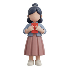 Faceless 3D Clay Lunar New Year Respectful Greeting With Red Envelope