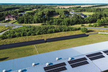 Solar energy installation on industrial rooftop