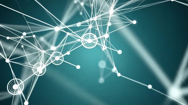 Network connections form a web-like structure with lines and nodes in a digital environment.