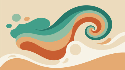 Fototapeta premium Minimalist Fluid Organic Swirls in Warm Sand Terracotta and Sage Green on Off-White.eps