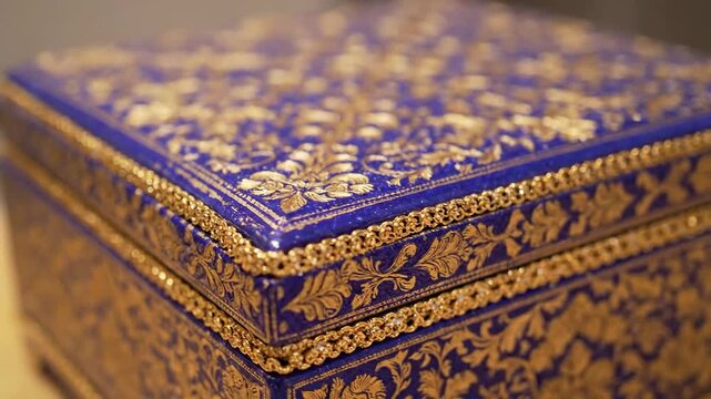 Ornate blue and gold decorative box