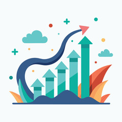 Business Growth Strategy and Success Upward Trend Illustration