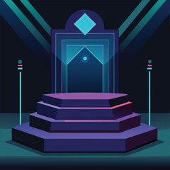 Futuristic Neon Stage Podium Illustration