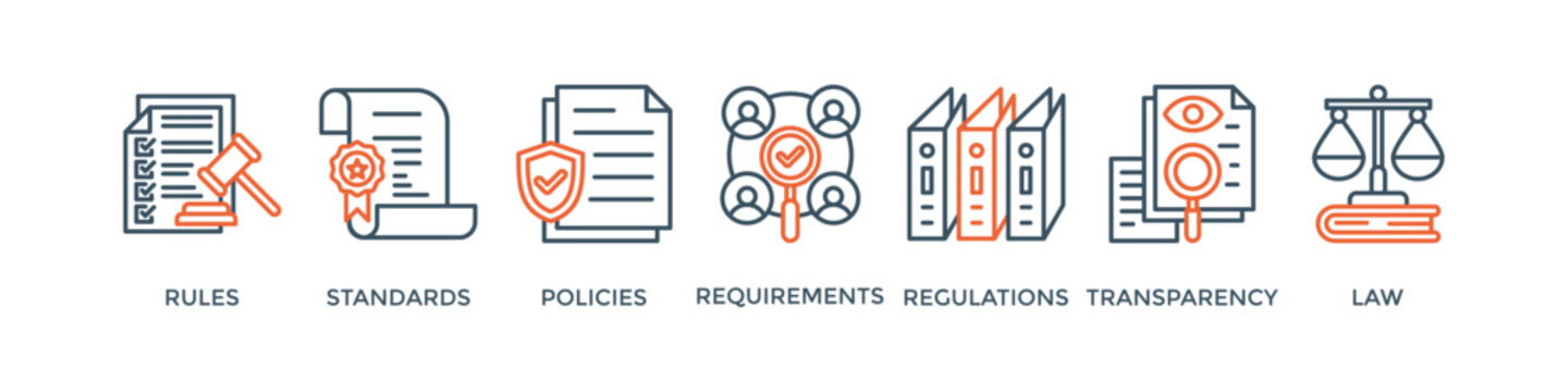 Compliance banner web icon vector illustration concept with icon of rules, standards, policies, requirements, regulations, transparency, and law