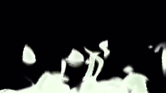 Abstract Green Fire Flames Burning Upwards on Black Background