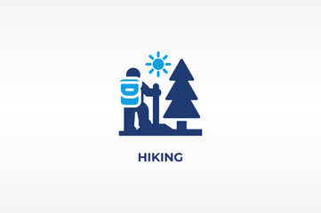 HIKING vector, icon or logo sign isolated symbol illustration