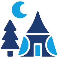Camping Blue Color Icon