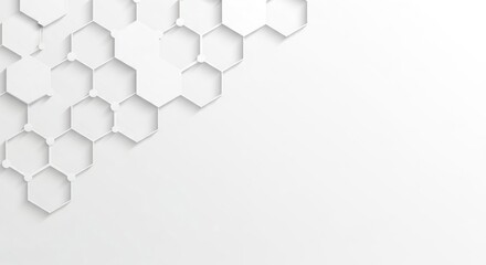 Modern abstract white hexagonal pattern with subtle shadow background