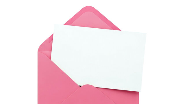 Pink Envelope with Blank White Card