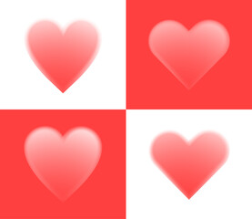 Soft Red Pink Gradient Heart icon Shape Illustration with blurred edges Transparent . Minimal romantic design suitable for Valentine&rsquo;s Day, love themes, wedding graphics, greeting cards