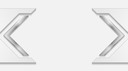 Grey metallic glossy arrows abstract tech geometric background. Vector graphic design