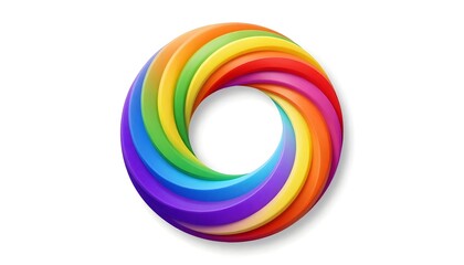 Vibrant rainbow swirl torus shape with smooth gradient colors on a white background