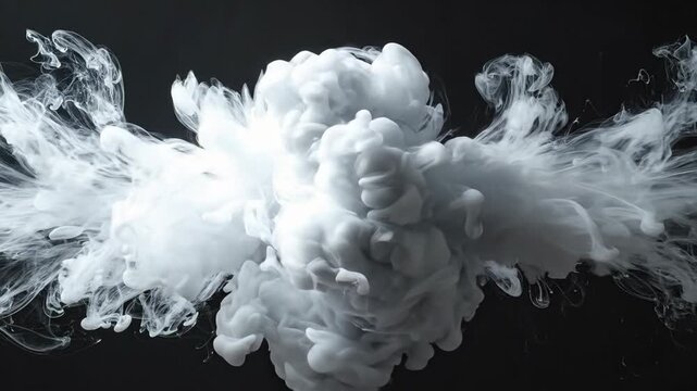 Elegant white smoke swirls and dances against a stark black background, creating a mesmerizing abstract effect.
