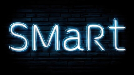 Obraz premium Bright Neon Sign Displaying the Word Smart Against Dark Background