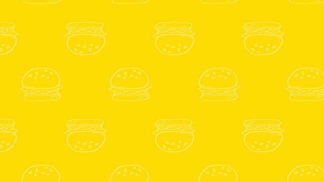 Yellow Burger Seamless Pattern Background