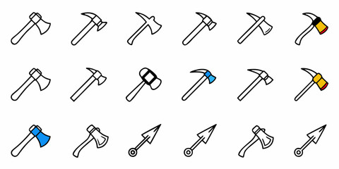 Naklejka premium Various Axes and Arrows Illustration Set