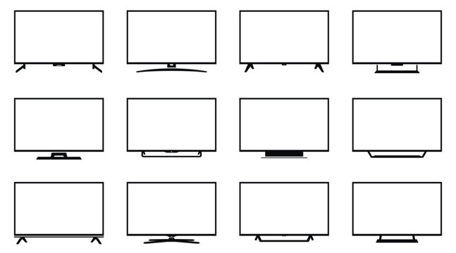 Modern smart TV icons set. Television and monitor screen display icons
