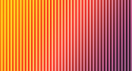 Obraz premium Abstract vertical ribbed background displaying a smooth gradient transition from bright yellow orange through vibrant red hues to deep magenta purple creating dynamic visual texture