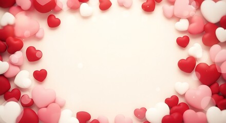 Pink heart shaped candies scattered on white background love celebration romance