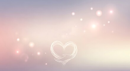 Soft glowing heart shape light in pastel bokeh background romantic atmosphere
