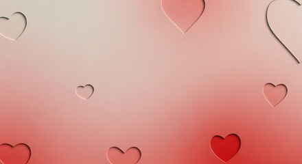 Pink paper hearts floating on soft pastel background with copy space for Valentine's Day message