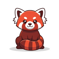 Fototapeta premium Cute Cartoon Red Panda Sitting Mascot Character.