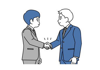 Obraz premium 握手をするビジネスマンのイラスト素材