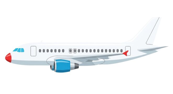 White passenger airplane vector illustration isolated on white background