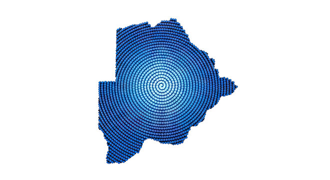 Botswana Map Formed by Blue Spiral of Numbers