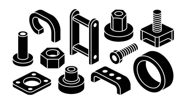 Collection of industrial hardware parts and components