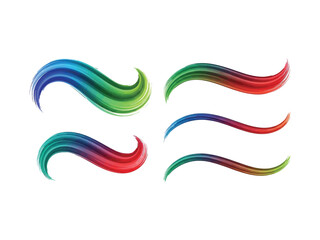 Obraz premium Colorful watercolor brush stroke swirls and flourishes isolated on white background