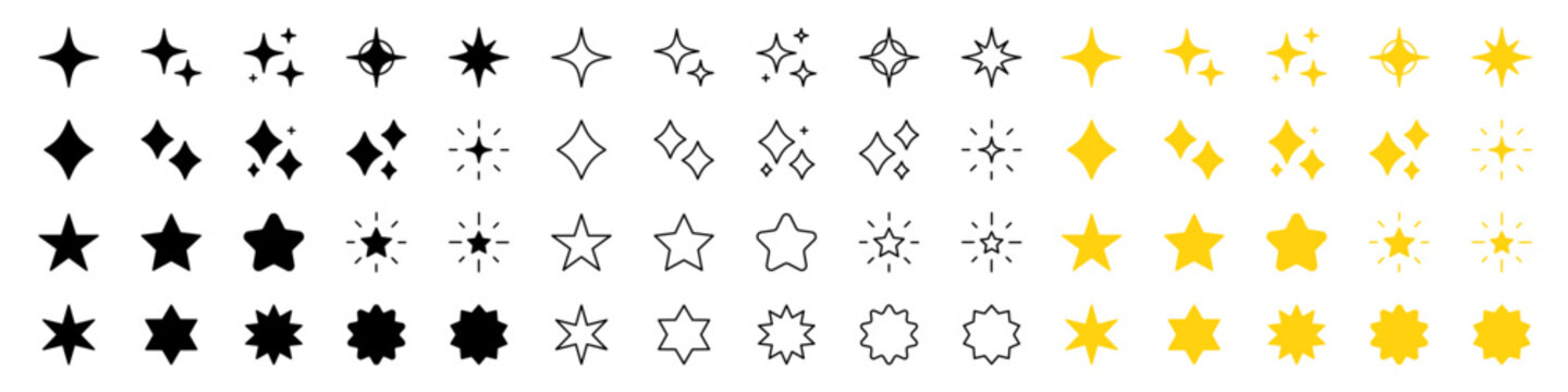 キラキラ・星のアイコン大量セット（ベクター）