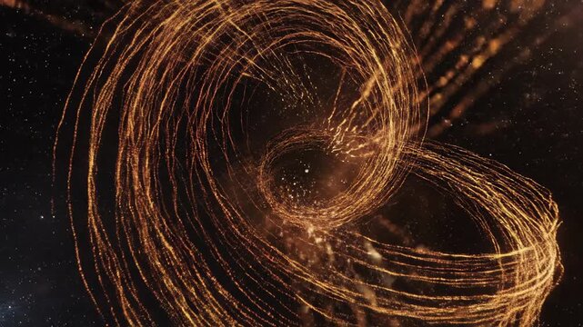 Cosmic Swirls: An abstract representation of swirling cosmic energy, with golden lines dancing in the vast expanse of space, igniting a sense of wonder and the boundless mysteries of the universe.