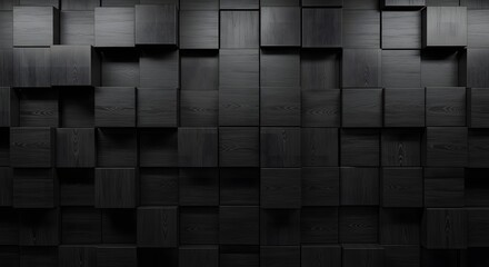 Dark Wooden Cube Mosaic Modern Architecture Texture