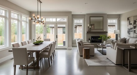 Fototapeta premium Modern Living Room with Dining and Light