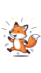 Obraz premium Playful Cartoon Fox Jumping Joyfully.