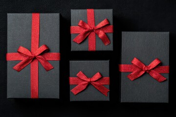Elegant Black Gifts with Red Bows