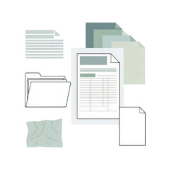 Office documents and files icon set for business and organization, vector illustration