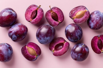 Plum Variety on Pastel Background
