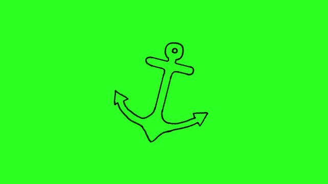 4K Hand drawn anchor frame by frame animation on chroma key green screen background.